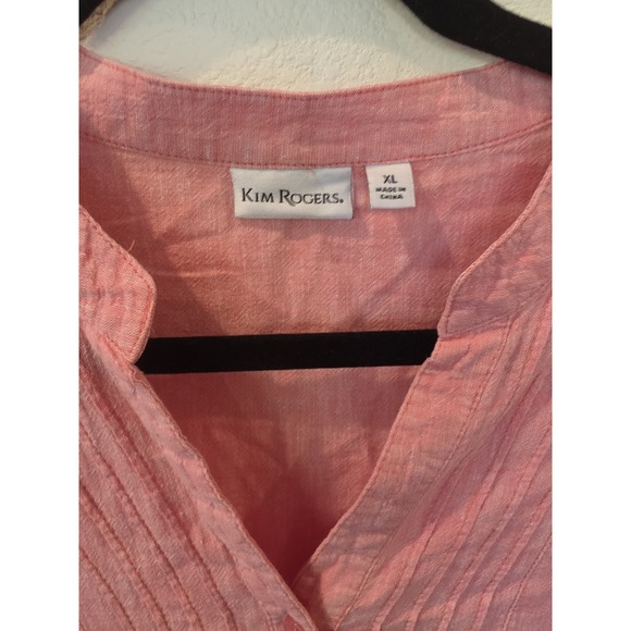 Kim Rogers Pink Button Down Tunic Sz XL Linen Cotton Breathable Quiet Luxury - Picture 2 of 5
